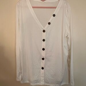 White Long Sleeve Button-Up Top